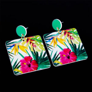 Beautiful Floral Design Square Earrings