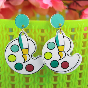 Paint Mixer Pad Design Quirky Earrings