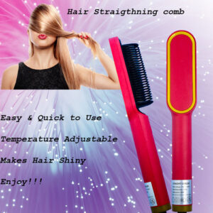 Hair Straightener Comb for Women & Men with adjustable 5 Temperature control - Dark Peach