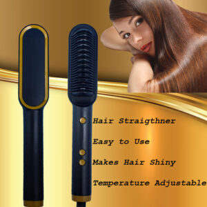 Hair Straightener Comb for Women & Men with adjustable 5 Temperature control - Black Gold