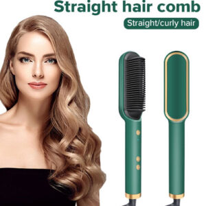 Hair Straightener Comb for Women & Men with adjustable 5 Temperature control - Green