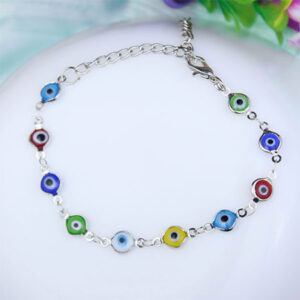 Silver Multicolor Evil Eye Bracelet