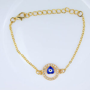 Elegant High Quality Gold Plated Evil Eye Circle Heart Bracelet