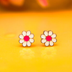 Cute Tiny Meenakari Floral Rose Gold Stud Earrings