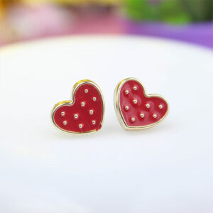 Cute Heart Shaped Red Colour Stud Earrings