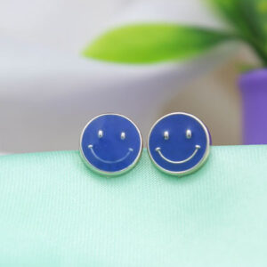 Cute Blue Colour Smiley Stud Earrings