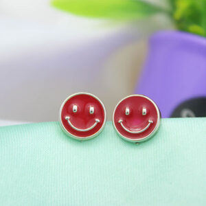 Cute Red Colour Smiley Stud Earrings