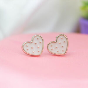 Cute Heart Shaped Cream Colour Stud Earrings