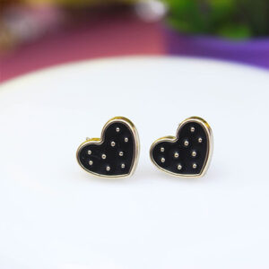 Cute Heart Shaped Black Colour Stud Earrings