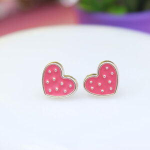 Cute Heart Shaped Pink Colour Stud Earrings