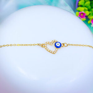 Elegant High Quality Gold Plated Evil Eye Heart Bracelet