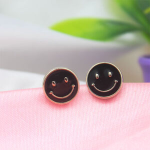 Cute Black Colour Smiley Stud Earrings