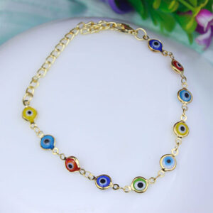 Gold Multicolor Evil Eye Bracelet