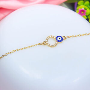 Elegant High Quality Gold Plated Evil Eye Circle Bracelet