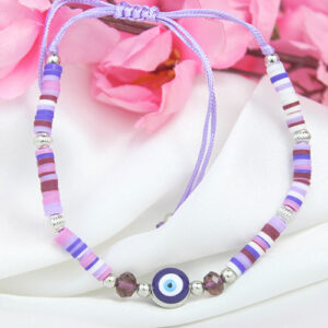 Charming Stylish Evileye Bracelet with Violet Beads