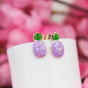 Violet Pineapple Stud Earrings