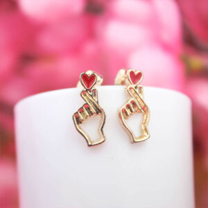 Korean Love Sign Stud Earrings