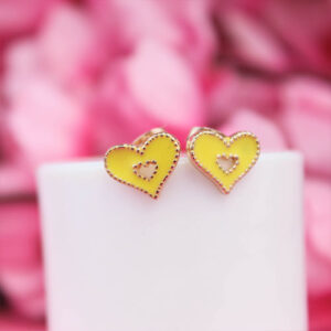 Yellow Heart Stud Earrings