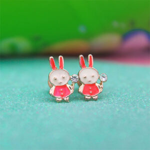 Cute Pink Color Rabbit Stud Earrings