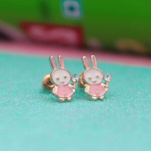 Cute Baby Pink Color Rabbit Stud Earrings