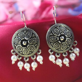 Enchanting Oxidized Pearl Dangler Earrings